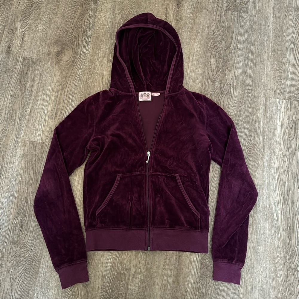 Juicy Couture Vintage Velour Zip Up Hoodie - Size M - Maroon